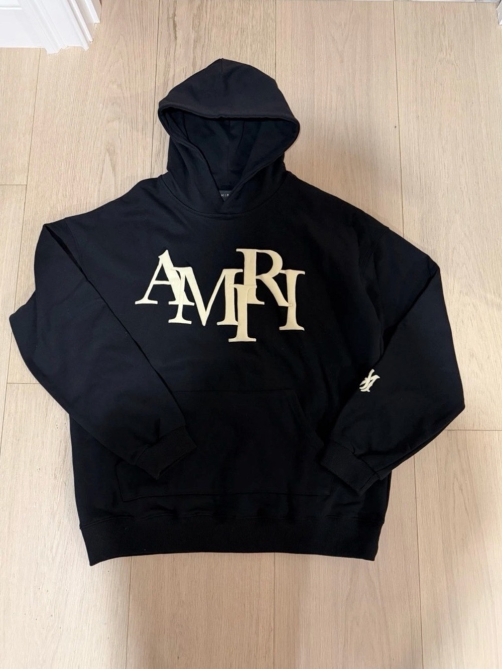 AMIRI Black Hoodie with Cream AMIRI Logo